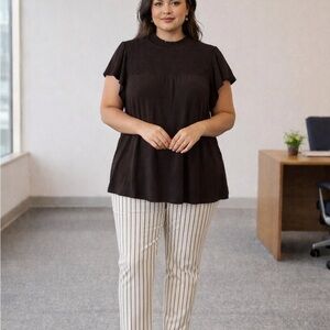 Torrid Black Smocked Mock Neck Top 2X 18/20 Flutter Sleeve NWT